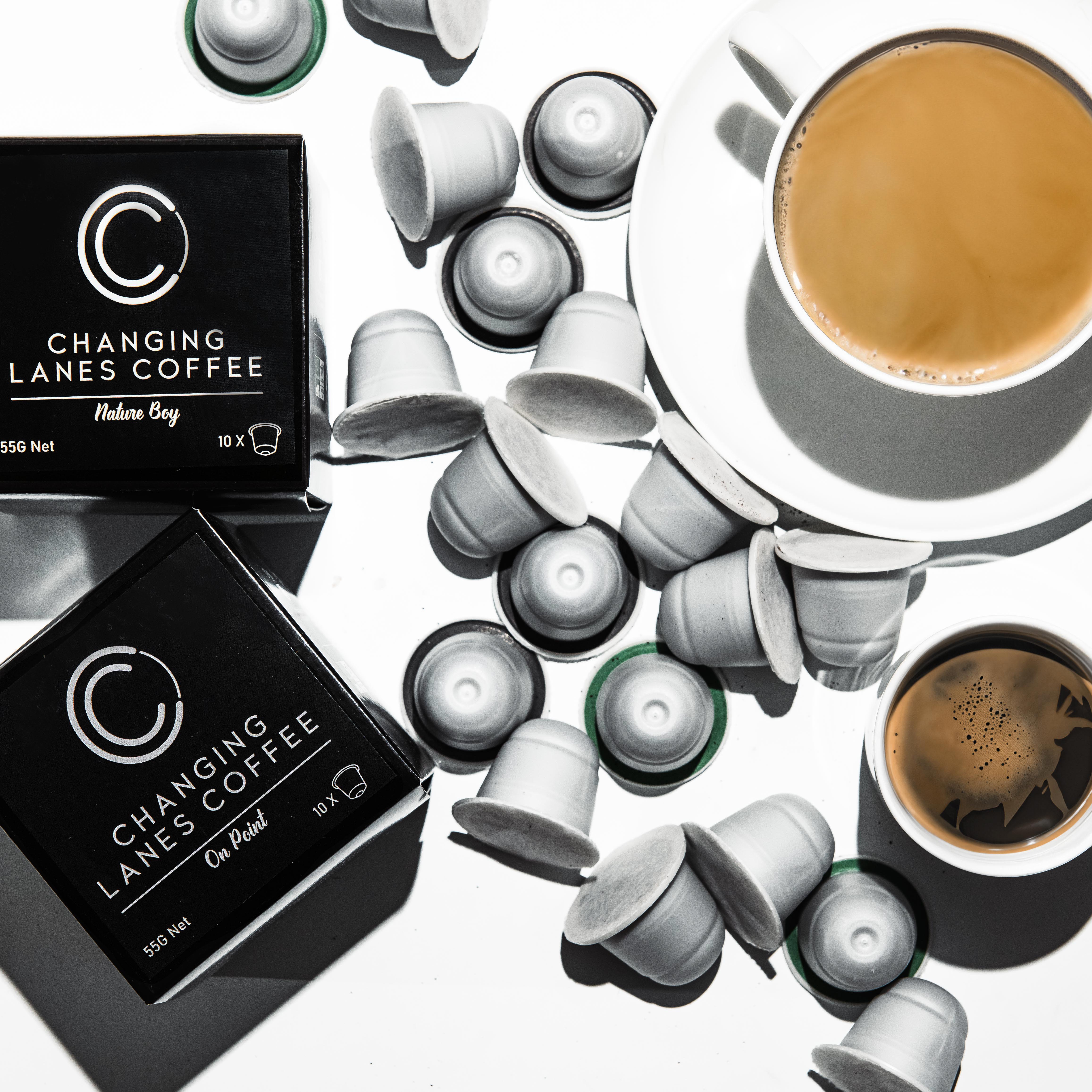 Changing Lanes Coffee On Point Coffee Pods Flat Lay
