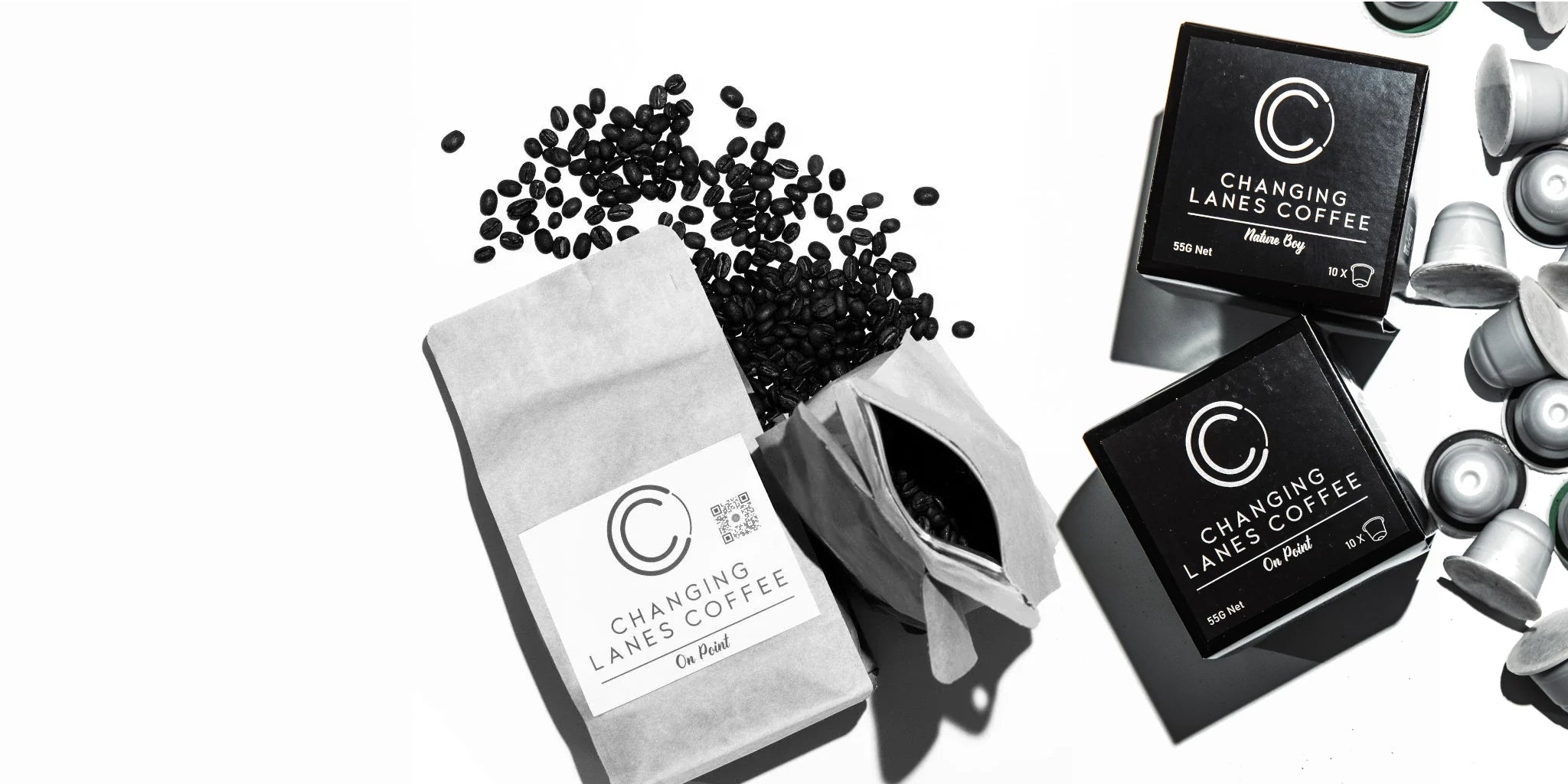 On Point Coffee Beans and Pods Blend Flatlay